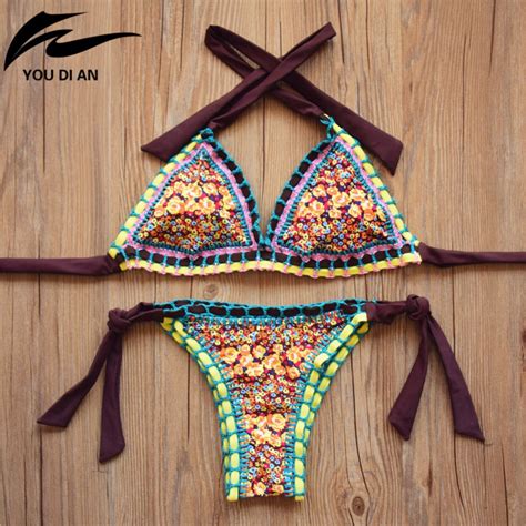 2016 New Handmade Crochet Bikini Set Women Crochet Swimsuit Brazilian