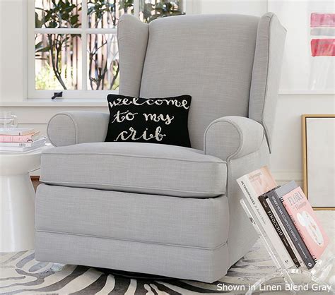 Check spelling or type a new query. Wingback Glider & Recliner - Linen Blend, Grey | Pottery ...