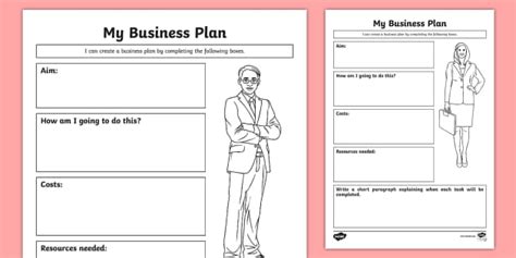 Printable Business Plan Worksheet Teaching Resources