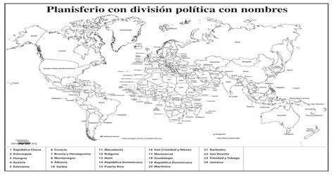 Download Pdf Mapa Mundi Con Division Politica Con Nombres Para Imprimir