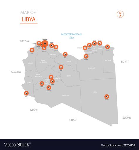 Libya Map With Administrative Divisions Royalty Free Vector