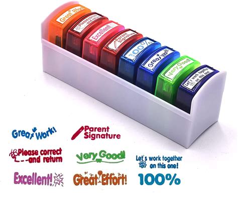 Buy Self Inking Teacher Stamps Set Mess Free Colorful School Grading Stamp Set Teachers Review