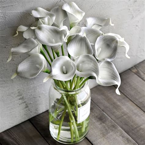 Light Grey Real Touch Calla Lilies Artificial Flower Bouquet Stems