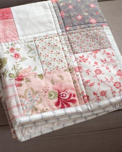 Farmhouse baby quilt, floral minky blanket, flower crib bedding, vintage chic roses, tan beige coral, pink grey gray, handmade modern quilt. Pink and Grey Nursery Baby Girl Quilt Handmade Floral Baby ...