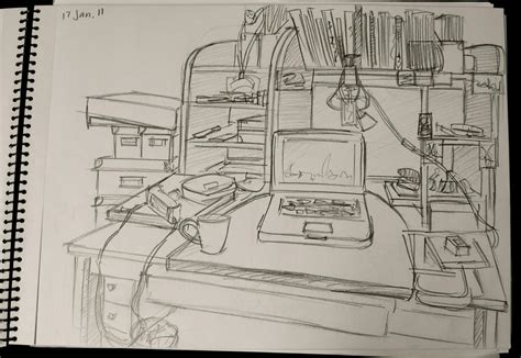 Pencil Sketch Of Desk By Lilyannchen2 On Deviantart