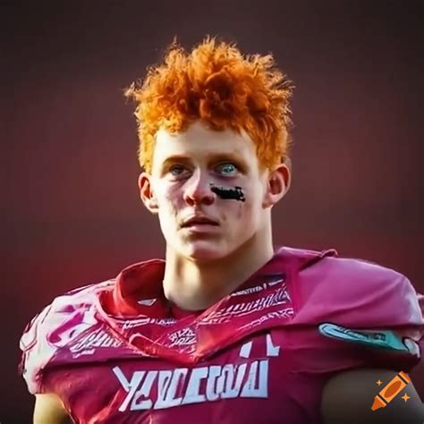 Image Of A Red Haired Blue Eyed Running Back Named Quinn Brown On Craiyon