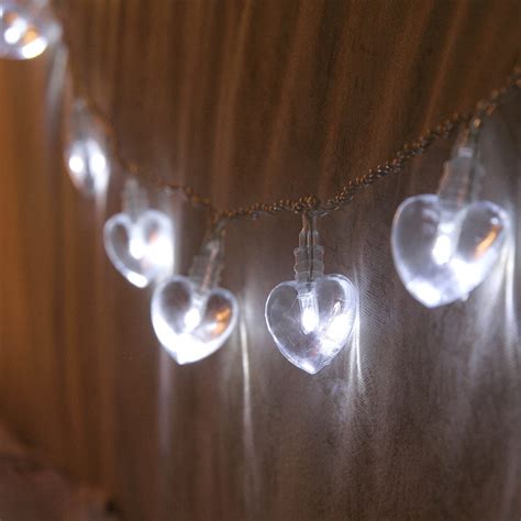 Battery Operated Heart Fairy Lights With 10 White Leds By