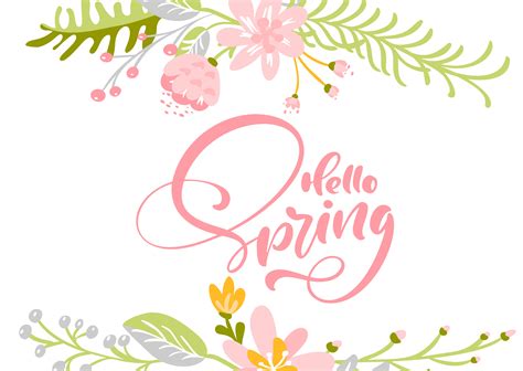 Flower Vector Greeting Card With Text Hello Spring 342603 Vector Art At
