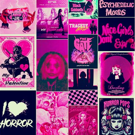 Pink Grunge Horror Aesthetic Wall Art Collage Kit Trendy Etsy
