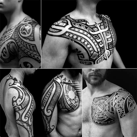 Chest Tattoo Half Tribal Chest Tattoos Small Chest Tattoos Upper Arm