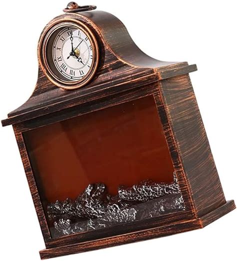 Yardwe Fireplace Wall Clock Vintage Mantel Clock Silent Decorative Wood