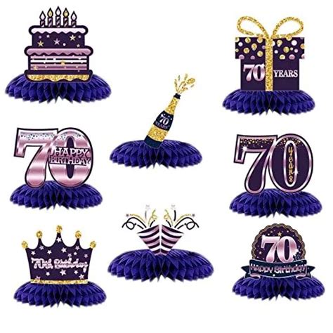 Happy 70th Birthday Honeycomb Centerpieces 70th Birthday Decor Purple