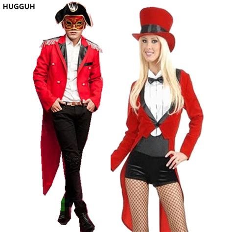 hugguh brand new halloween costumes lovers tuxedo shirt mens magic show cosplay costume sexy