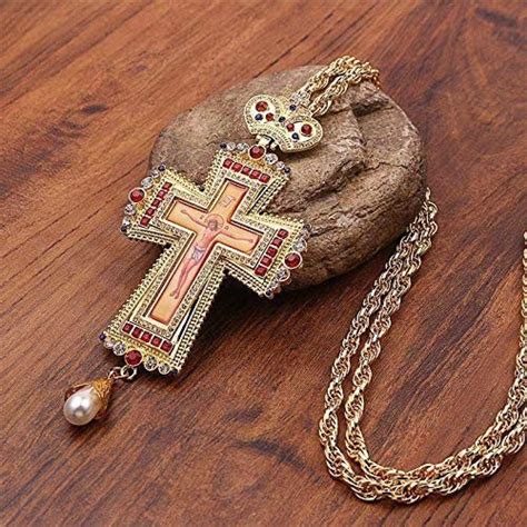 Yiffshunl Collar Cruz Collar Corona Icono Religioso Bizantino Católico