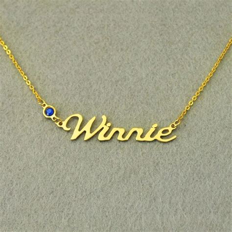 Personalized Name Necklace With Birthstone Name Necklace Birthstone