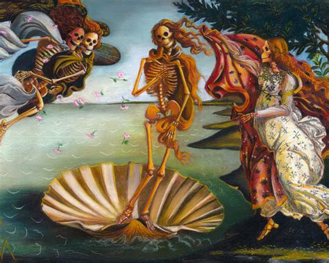 Skelly On The Half Shell Renaissance Skeleton Venus On The Etsy Fine Art Canvas Art Art