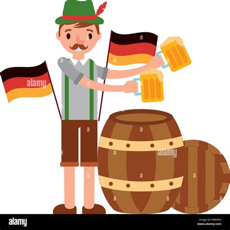 German Man With Beers And Flag Stock Vector Image And Art Alamy