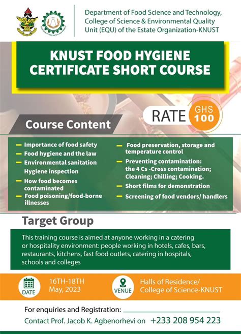 Knust Food Hygiene Certificate Short Course 2023 College Of Science