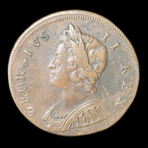 Antique British Coin Genuine George Ii Copper Half Penny 1729 English Georgian Old Etsy