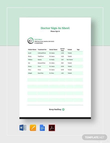 Free download creative corporate letterhead template. Doctor Sign In Sheet in 2020 | Sign in sheet template, Letterhead template word, Sign in sheet