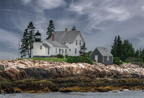 Winter Harbor Lighthouse Coastal Maine Photograph By Marcy Wielfaert