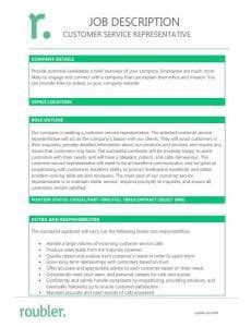 In this role, you will field calls, emails, and chat requests from customers who have. Customer Service Job Description Template - Roubler Resources