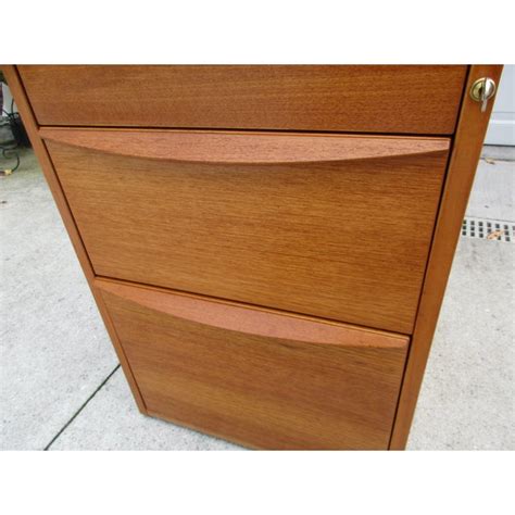 Mobile vertical file cabinet with two box drawers and one file drawer to fit letter or legal sized files (files not included). Teak Three Drawer Locking File Cabinet -Danish Modern ...