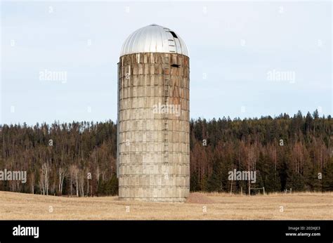 An Old Concrete Tower Silo On A Farm Near Iron Creek Outside Of Troy