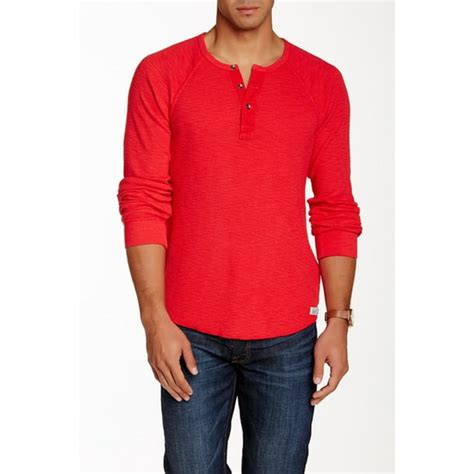 Lucky Brand Lucky Brand New Solid Red Mens Size Xl Stretch Thermal Henley Shirt