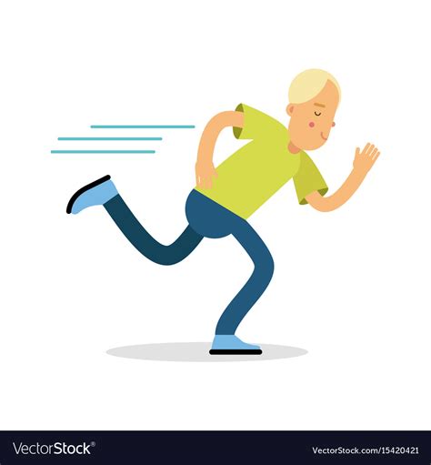 Active Boy Teenager Running Cartoon Character Vector Image