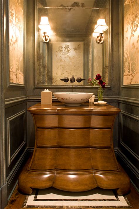 Classic Traditional Residence Victorian Powder Room Orange County
