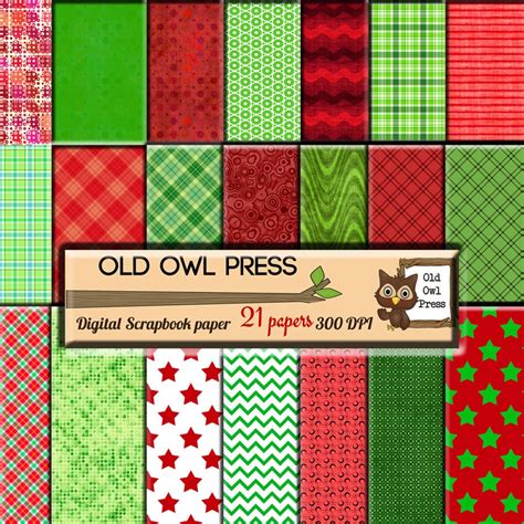 Red And Green Scrapbook Paperchristmas Paper Scrapbook Etsy