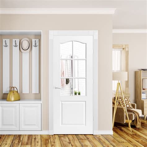 Liberty Doors Internal White Primed Textured 1p 6l Clear Glass Arch