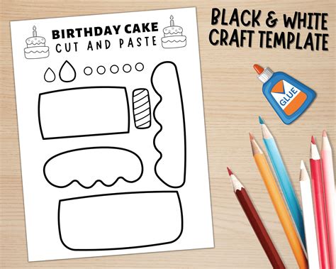 Printable Birthday Cake Craft Template For Kids Birthday Activities