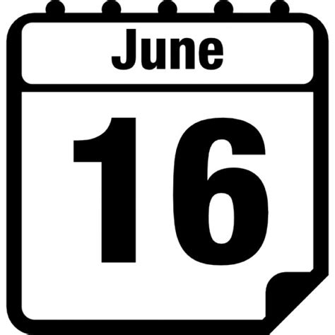 June 16 Daily Calendar Page Icons Free Download