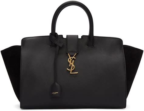 Saint Laurent Downtown Small Cabas In Leather And Suede Black