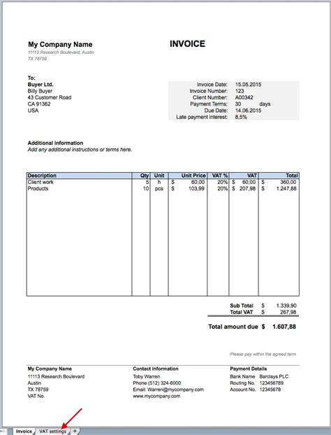 Excel Invoice Template With Automatic Invoice Numbering Free Download