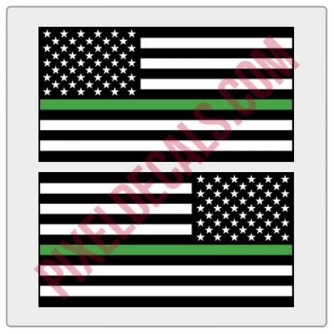 American Flag Green Line Military Decals