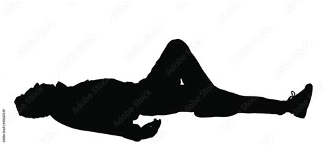 Homeless Man Sleeping On Street In Park Vector Silhouette Isolated