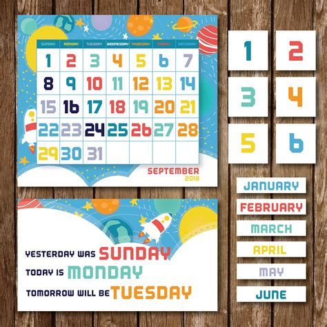 Calendar Yesterday Was Today Is Tomorrow Will Be Blue Etsy España