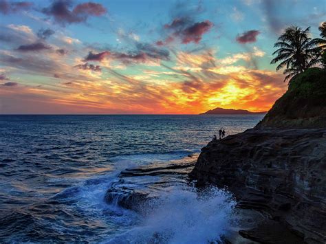 Brilliant Sunset Over Diamond Head Oahu Photograph By D Scott Photography