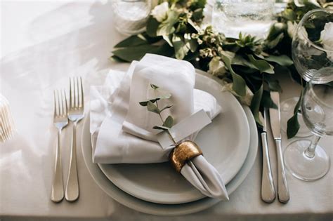 Premium Photo Elegant White Dining Table Setting In The Restaurant