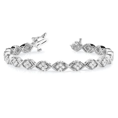 Diamond Twisted Cluster Link Bracelet 14k White Gold 216ct In 2021