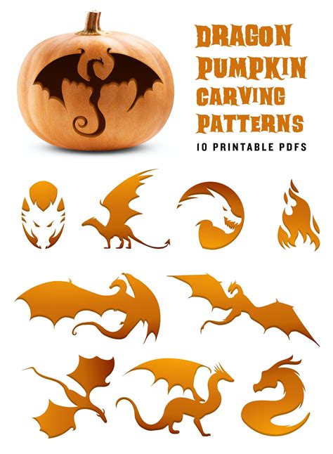 Dragon Pumpkin Carving Patterns Create A Fantasy Jack O Etsy