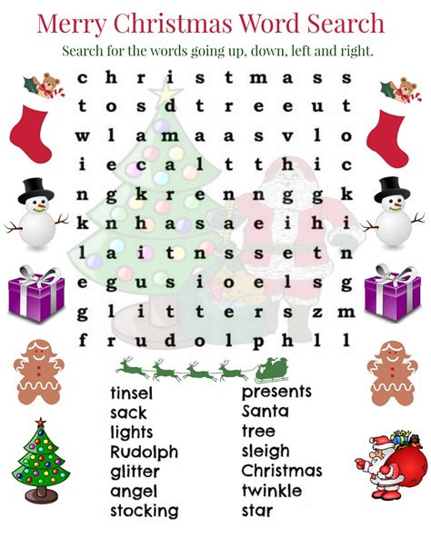 Printable Word Searches For Kids Christmas Word Search Christmas