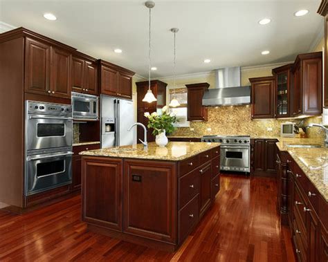 Unfinished wood cherry kitchen cabinets kitchen the home depot. Cherry Kitchen Cabinets Home Design Ideas, Pictures ...