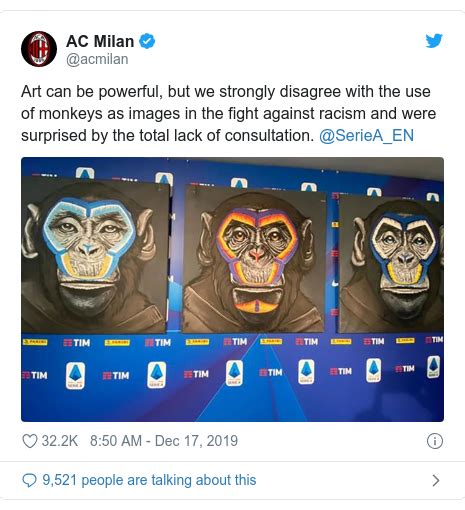 Italian Clubs Squeeze Face For Serie A Antiracism Monkey Poster Bbc