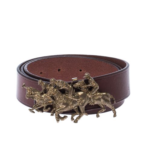 Ralph Lauren Brown Leather Polo Match Buckle Belt 105 Cm Ralph Lauren Tlc