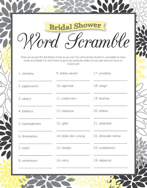 Bridal Shower Word Scramble By Savethedatedesigns On Etsy