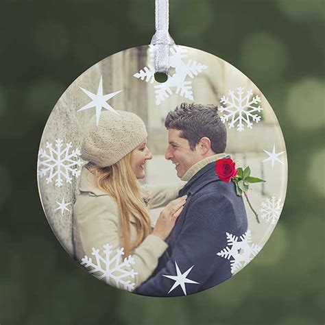 Personalized Photo Christmas Ornament Snowflakes Double Sided